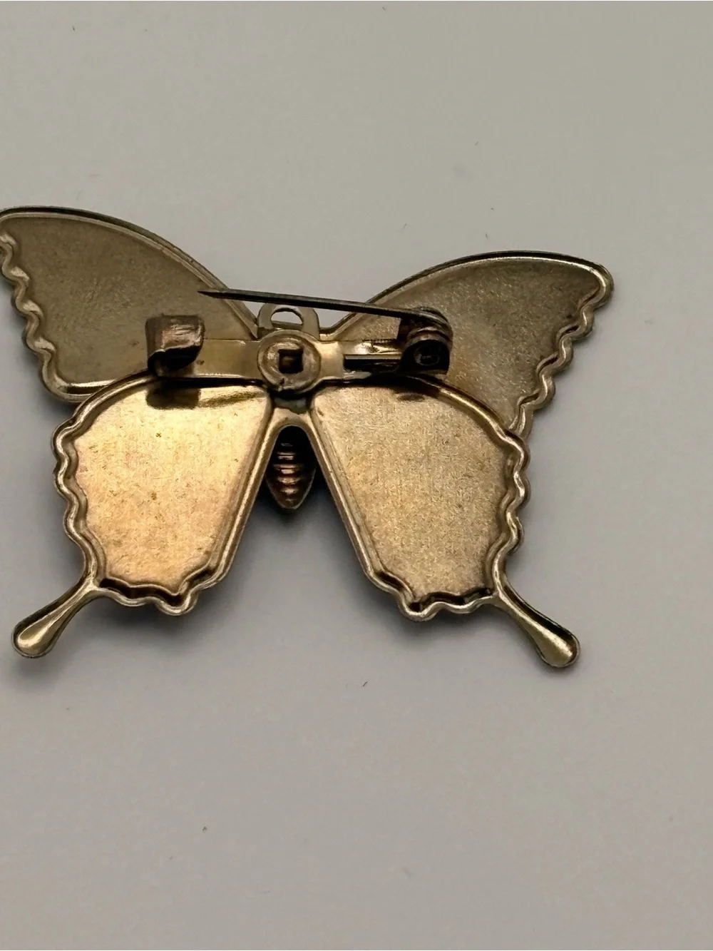 Vintage Butterfly Brooch Pendant Confetti Foil Enamel Gold Tone Jewelry